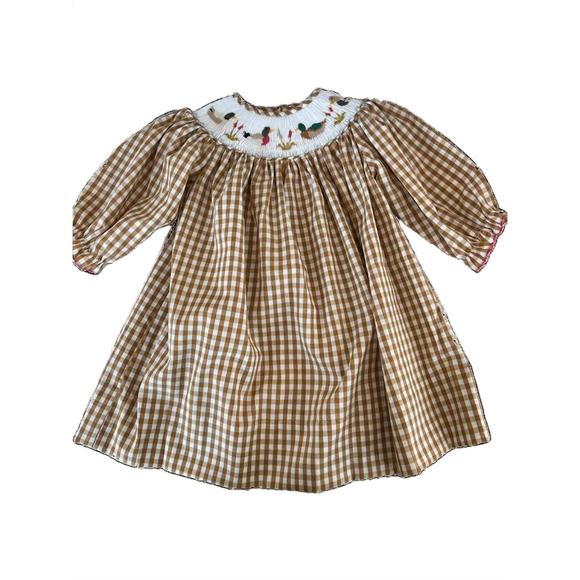 LuLu BeBe Girls Pink Smocked Santa Claus Dress with Sash